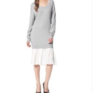 3.1 Phillip Lim Gray and White Sweater Dress
